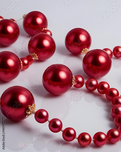 red pearls, wedding decoration, elegant pearls, romantic decor, red beads, bridal accessories, wedding centerpiece, red accents, luxury wedding, pearl strings, red wedding theme, festive decor, pearl 