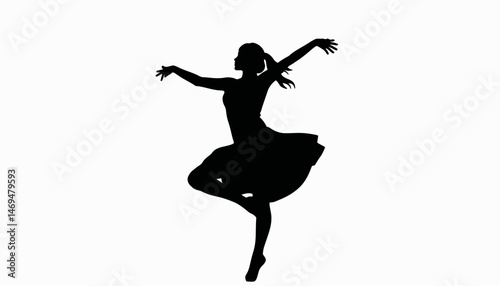 Dynamic dance silhouette of a woman in motion, artistic expression