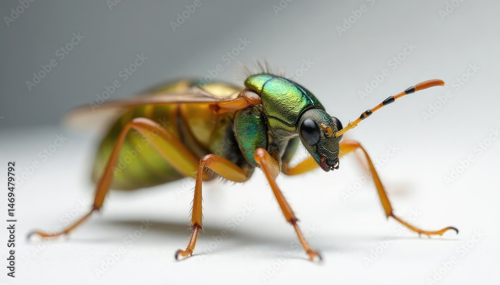 Fototapeta premium Close-up of a single insect on stark white background, single, photography, white background