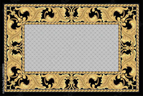 Luxurious and elegant vector frame design inspired by classic Baroque and Rococo styles, Printable and resizable without loss of quality.