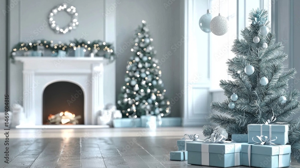 Fototapeta premium A cozy holiday home atmosphere with present boxes.