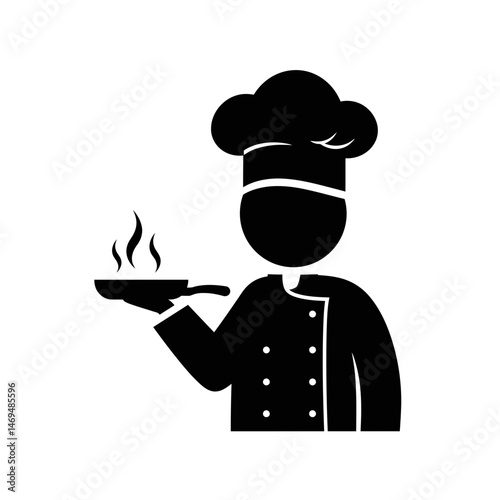 Chef Holding Dish: A silhouette of a chef holding a dish of food, conveying the essence of culinary expertise and artistry.