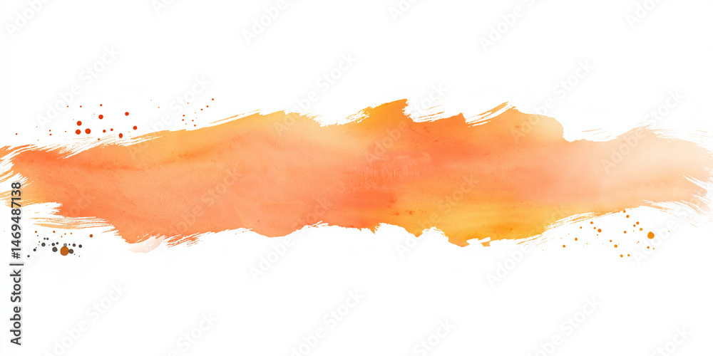 Fototapeta premium Gouache Orange Brush Stroke Isolated on White Background with Clipping Path