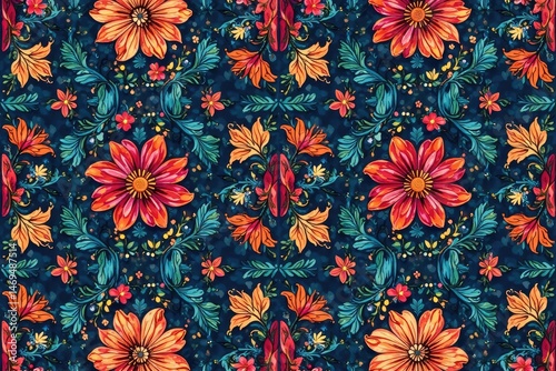 Intricate floral pattern, repeating seamlessly , summer, texture, repeat