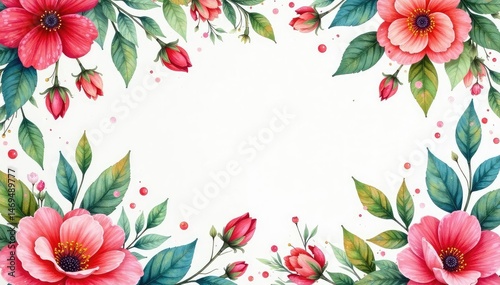 Intricate watercolor floral pattern, vibrant blooms and leaves , seamless, pretty
