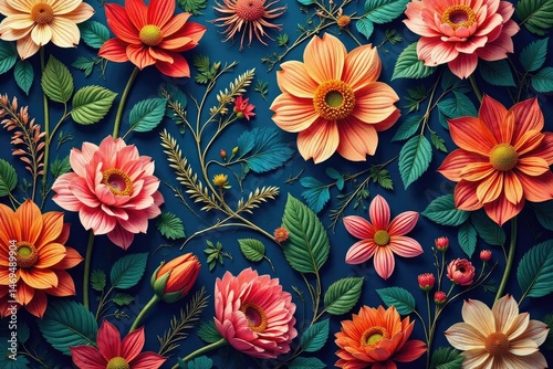 Intricate woven floral tapestry, seamless repeat, decoration, tapestry