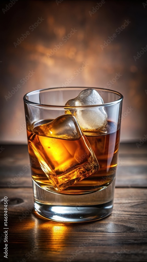 A glass of amber-colored liquid with a delicate A glass of amber-colored liquid with a delicate