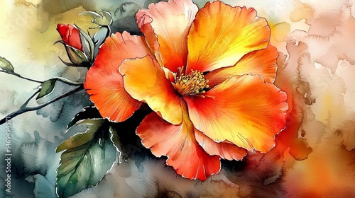 Wallpaper Mural Stunning floral artwork in watercolor featuring eye-catching colors. Torontodigital.ca