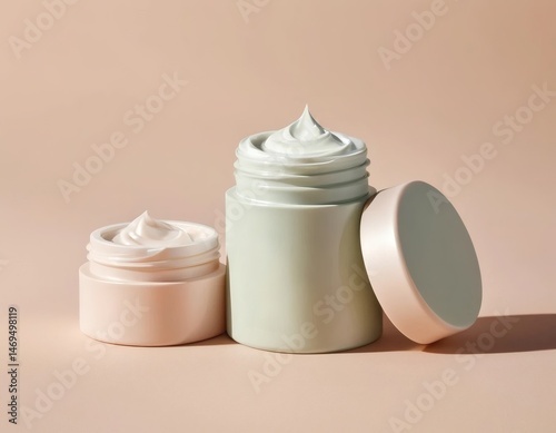 White cosmetic cream in a jar, a natural beauty treatment for facial skincare