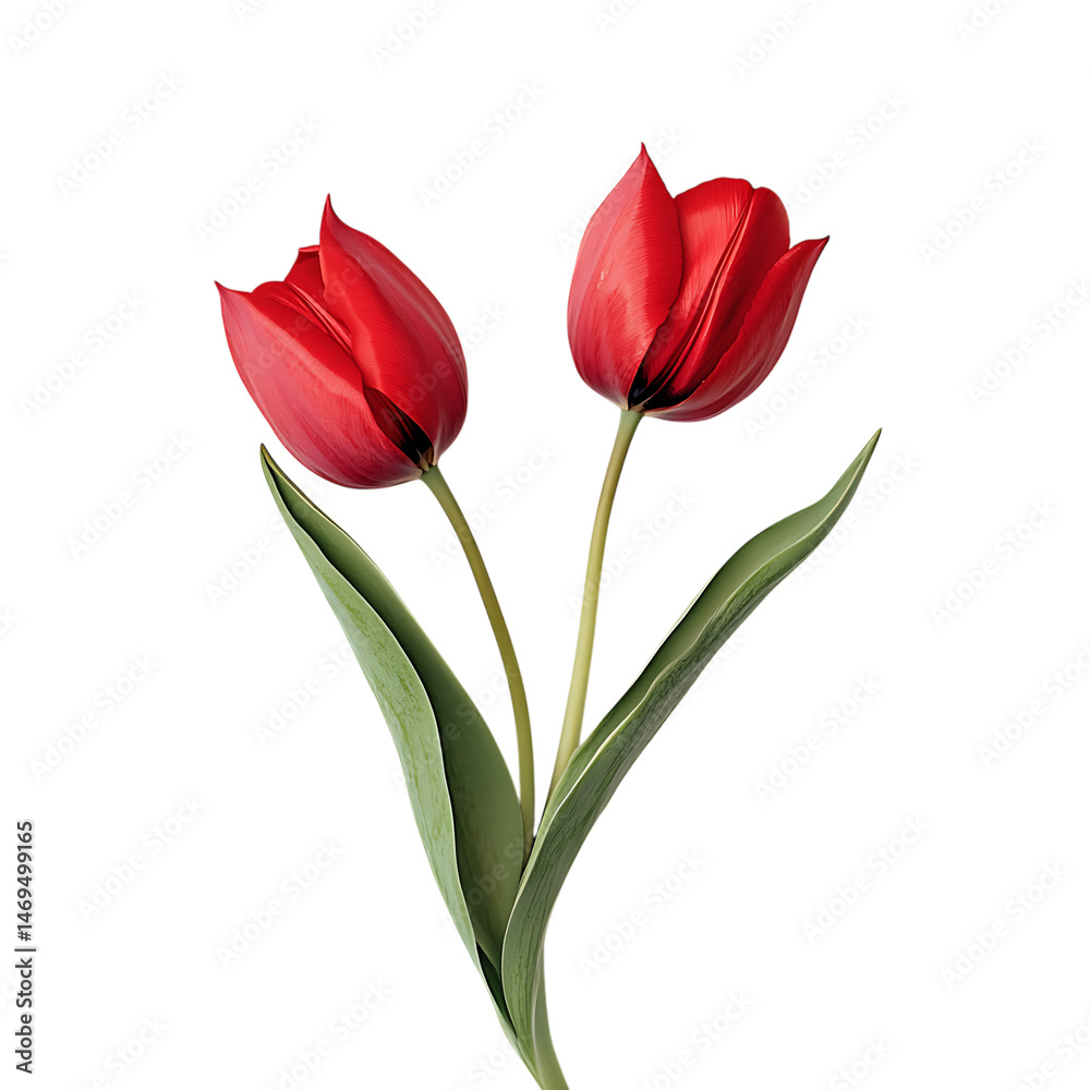 Two Red Tulips on Black Background on transparent background Two Red Tulips on Black Background on transparent background