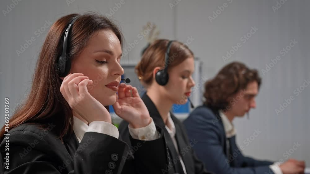 Customer Service Team in a Call Center Environment Working Together Customer Service Team in a Call Center Environment Working Together