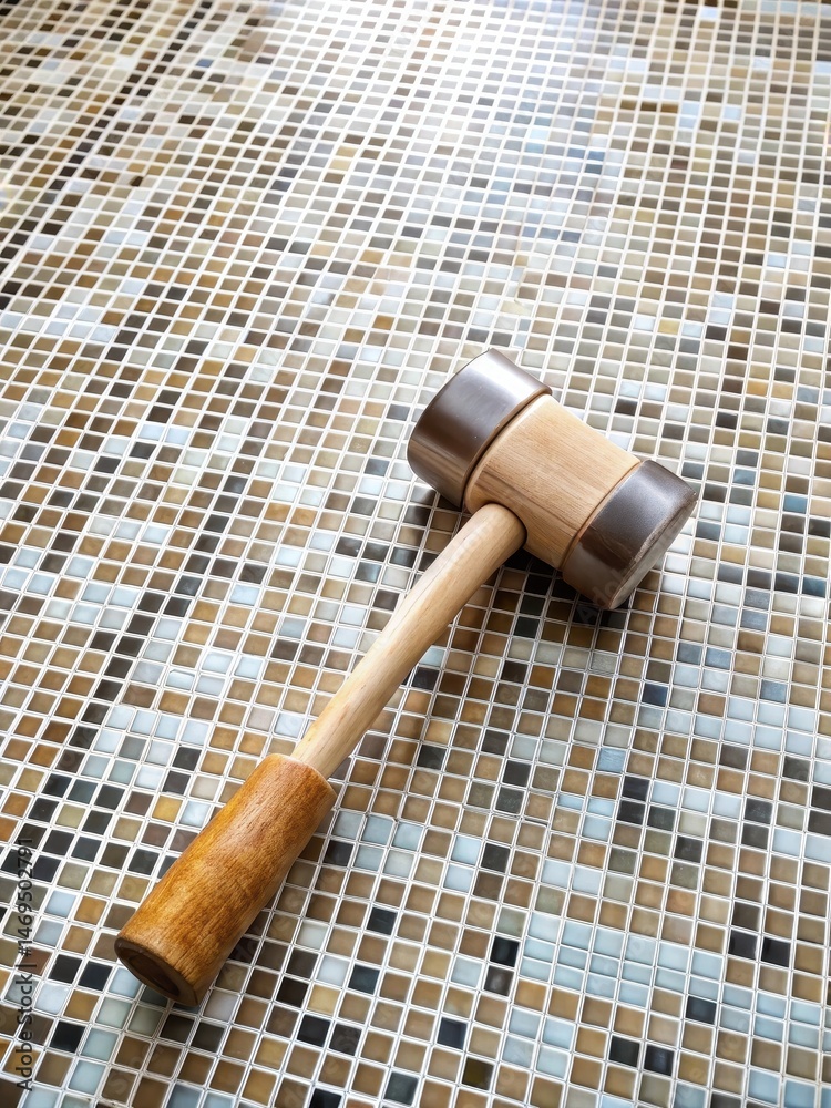 Mosaic tile placement in bathroom floor