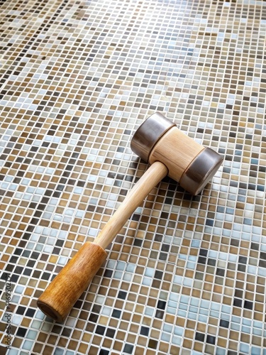 Obraz na płótnie Mosaic tile placement in bathroom floor w salonie
