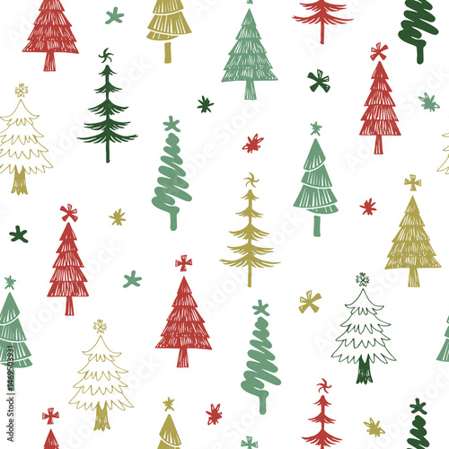 手描きのクリスマスツリーのパターン