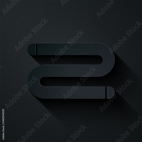 Paper cut Towel icon isolated on black background. Paper art style. Vector Illustration