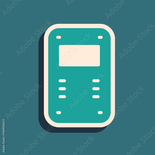 Green Police assault shield icon isolated on green background. Long shadow style. Vector