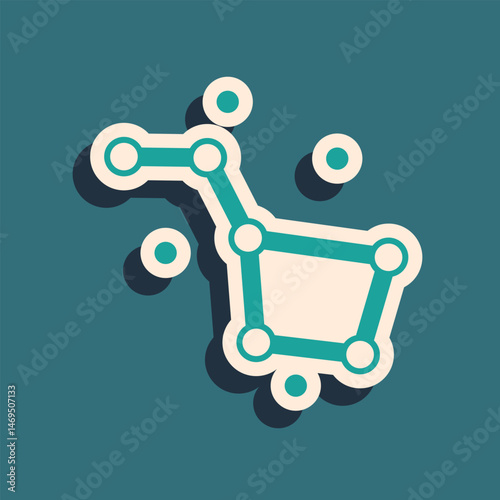 Green Great Bear constellation icon isolated on green background. Long shadow style. Vector