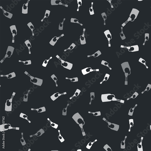 Grey Nail manicure icon isolated seamless pattern on black background. Vector