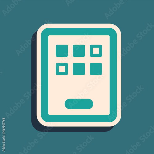 Green Graphic tablet icon isolated on green background. Long shadow style. Vector
