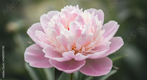 Close-up of a delicate pink peony flower.