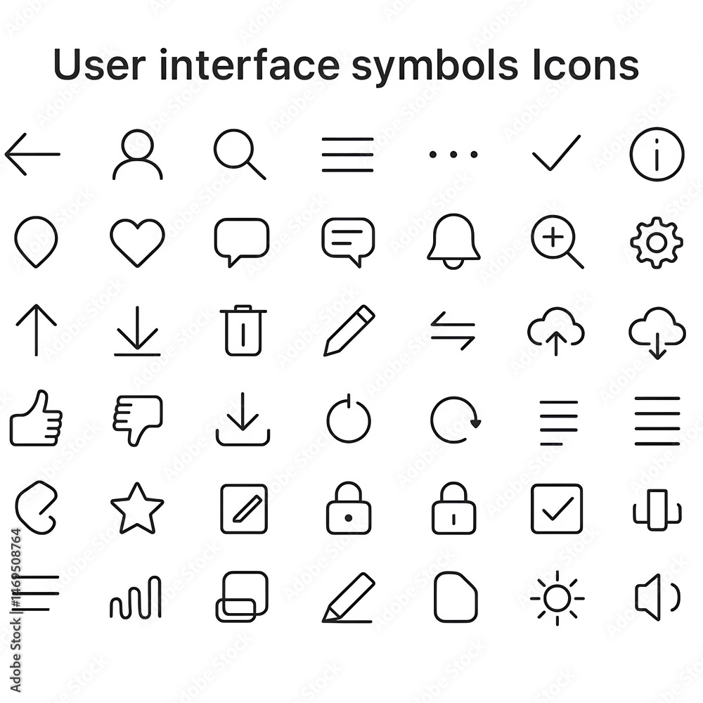 User Interface Symbols Icon Pack – 50 Clean, Consistent Vectors for UI/UX Projects User Interface Symbols Icon Pack – 50 Clean, Consistent Vectors for UI/UX Projects