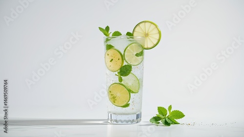 Obraz na płótnie Refreshing Lime and Mint Cocktail, Perfect Summer Drink w salonie