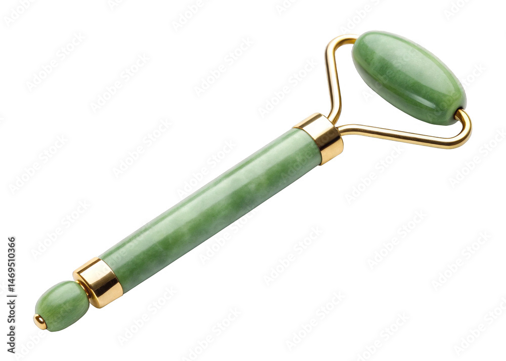 Fototapeta premium Jade roller isolated on a transparent background.