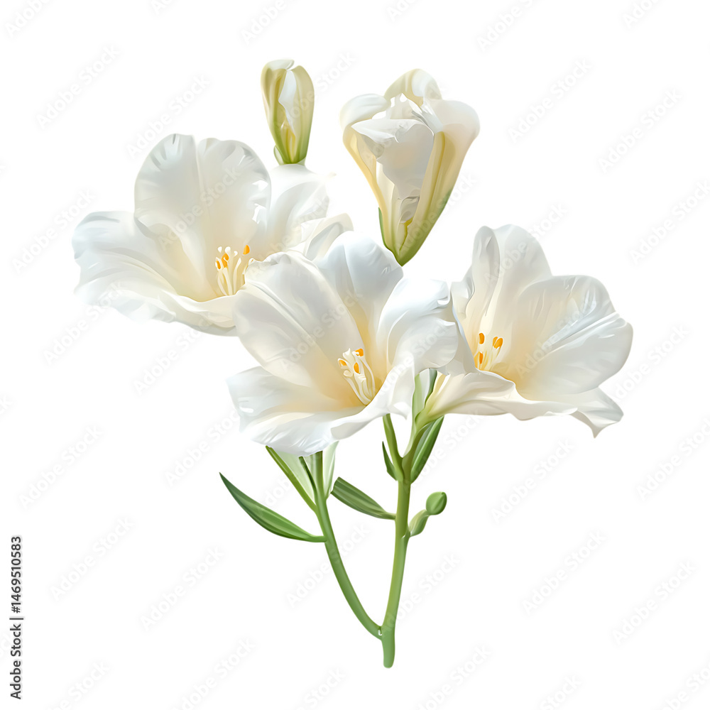 Naklejka premium Elegant White Flowers Bouquet on Transparent Background
