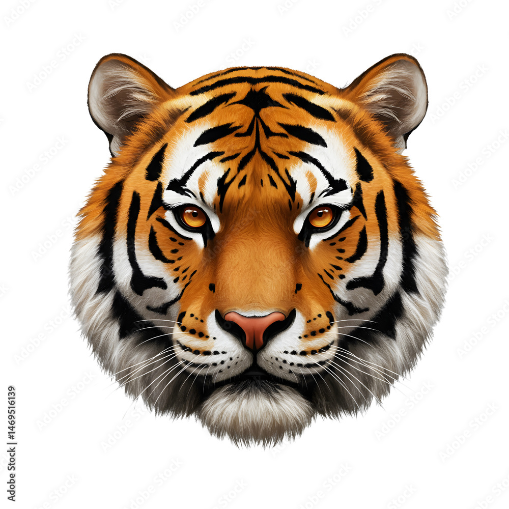 Fototapeta premium Fierce tiger face with detailed fur 