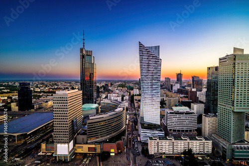 Business Skyscrapers In Central Part Of Warsaw In Poland