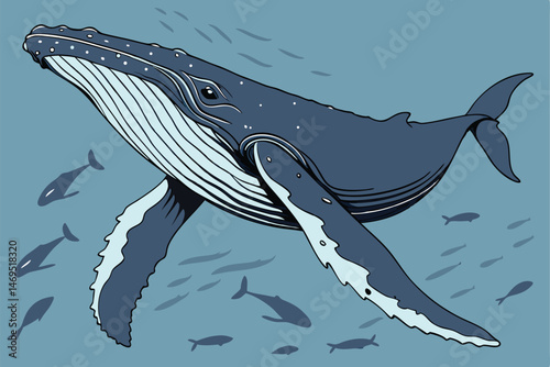 42 ultra-detailed, highly realistic, 8k digital photo, 3D render, anatomically correct, clear focus, dynamic lighting, ocean, humpback whale, massive size, powerful, swimming in deep blue water, incre