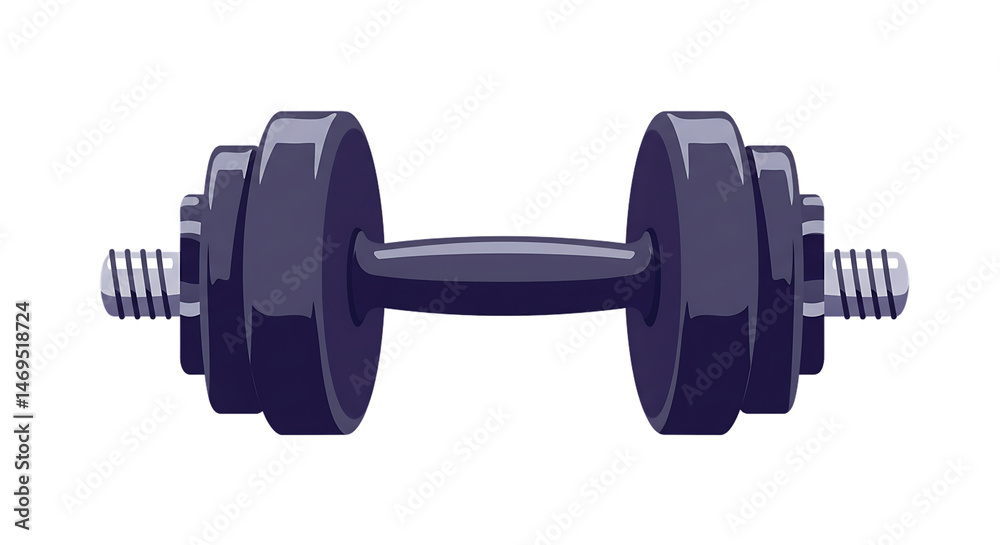 Fototapeta premium Stylized illustration of a dark-hued dumbbell, positioned horizontally. The design emphasizes the weight and form of the object.