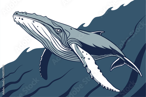 42 ultra-detailed, highly realistic, 8k digital photo, 3D render, anatomically correct, clear focus, dynamic lighting, ocean, humpback whale, massive size, powerful, swimming in deep blue water, incre