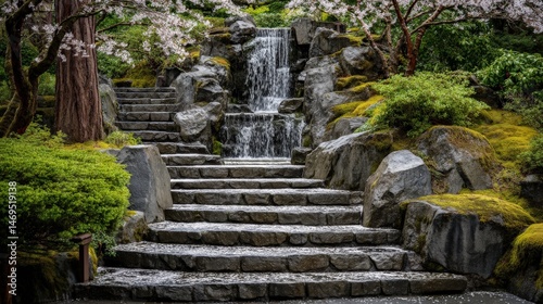 stone staircase in the garden