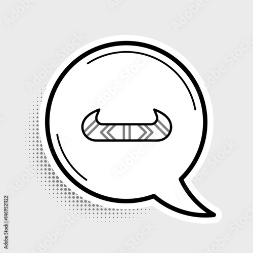 Line Kayak and paddle icon isolated on grey background. Kayak and canoe for fishing and tourism. Outdoor activities. Colorful outline concept. Vector