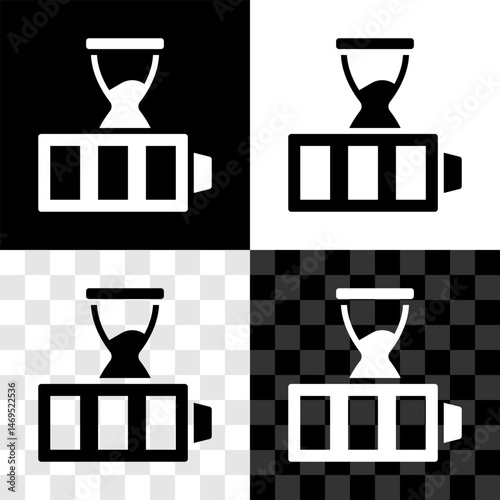 Set Battery charge level indicator icon isolated on black and white, transparent background. Vector