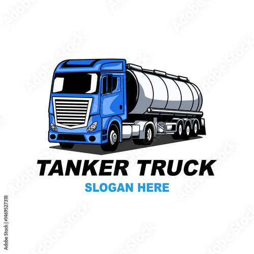 Tanker truck transportation logo vector. Tank oil, gas, fuel, petroleum, water, chemical industry, truck illustration.