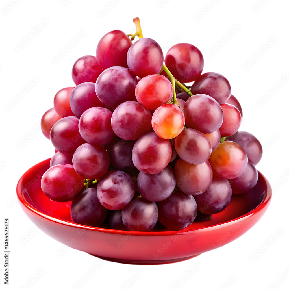 Fototapeta premium Juicy Red Grapes on a Red Plate: Fresh, Ripe, and Ready to Eat