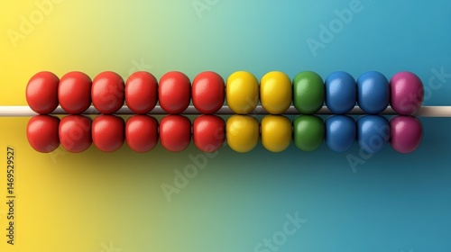 Colorful abacus beads aligned in rainbow order