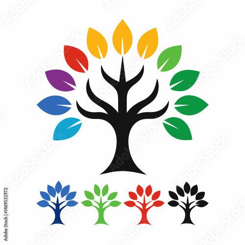 set of banyan trees logo on white