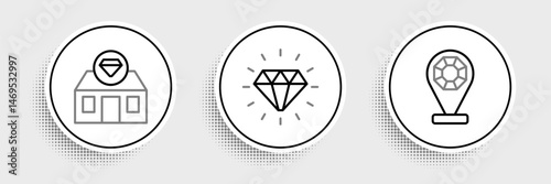 Set line Jewelry store, and Diamond icon. Vector