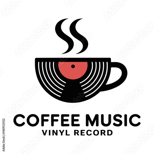 Melody in a Mug: The fusion of coffee culture with the warmth of vinyl record. this illustration captures the essence of music and caffeine. 