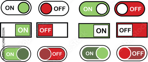 ON OFF button switch vector icons