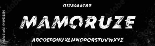 A Rustic Bold Alphabet with Unique Typeface on the Black Background,Grunge Typeface, Vector Illustration