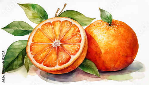watercolour orange fruit illustration generative ai