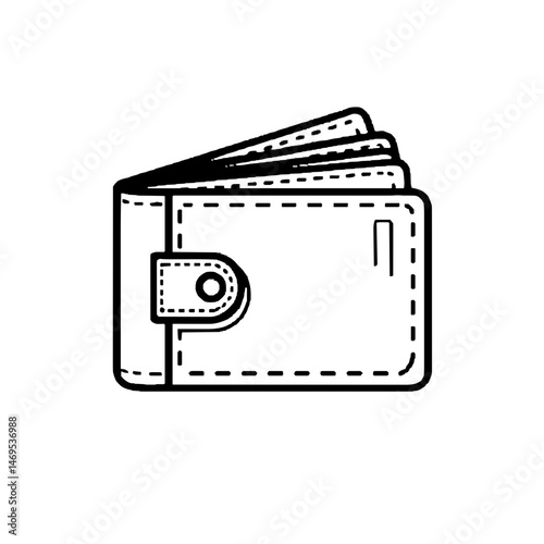 Artistic wallet iconography in flat line design showcasing unique outlines and modern digital efficiency for creative projects