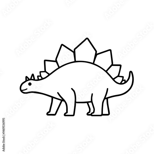 Unique Minimalistic Stegosaurus Dinosaur Icon Collection with Flat Design and Unique Outline Detailing for Creative Expression