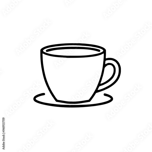 Artistic Array of Cup Icons with Distinctive Line Art and Flat Design Harmoniously Balanced