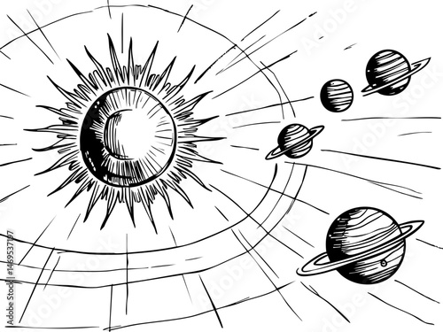 Solar system overview space illustration cosmic environment artistic perspective educational concept