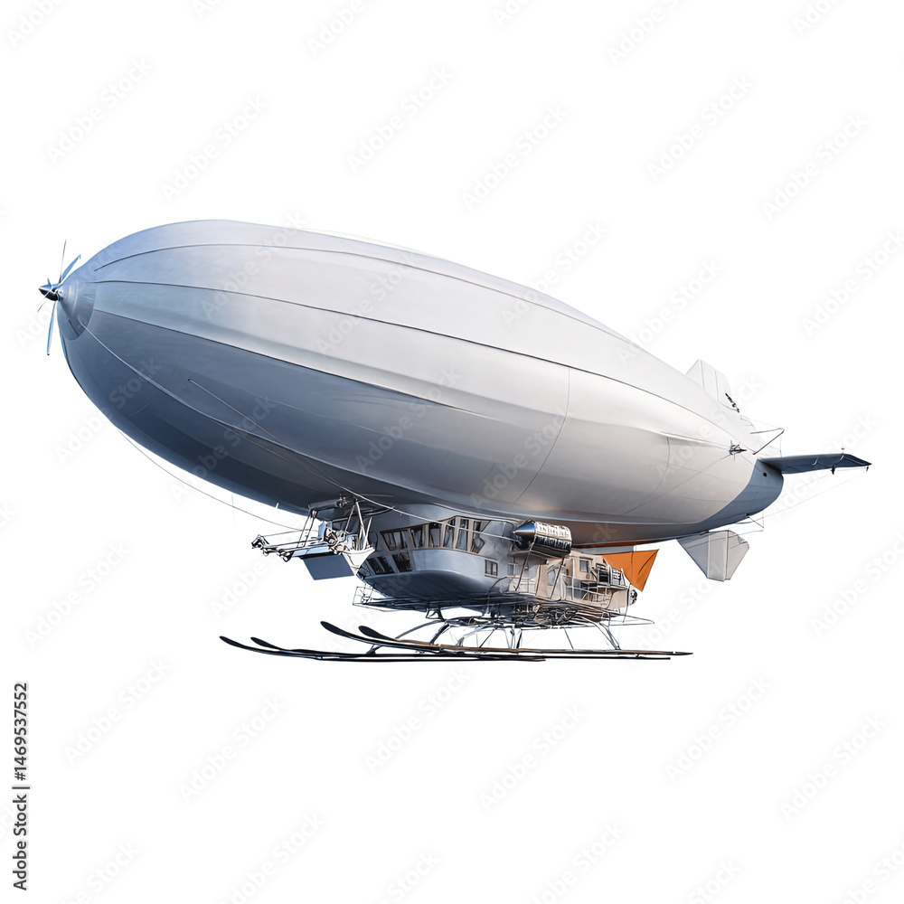 Naklejka premium Modern Airship Zeppelin with Landing Skis -